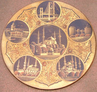Turkish copper-copper decorative plate with sights