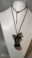 Bizsu chain with a bird in a cage pendant