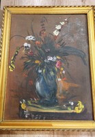 Flowers in a vase, oil on canvas