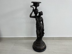 Bronze female nude statue antique Greek mythology figure candle holder