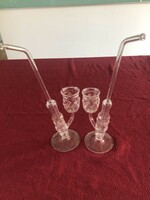 2 special brandy glasses made of glass, in a pair, a real curiosity