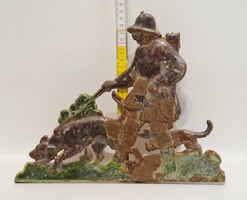 Cast iron wall decoration painted with hunting dogs (2776)