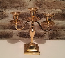 Brass three-prong candle holder