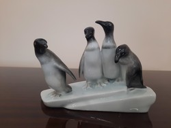 Herend porcelain penguin group, penguins on the ice sheet figurine 1st Class.
