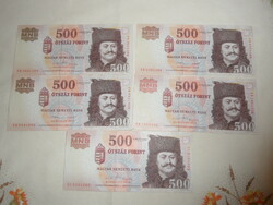 HUF 500 paper money (5 pcs.)