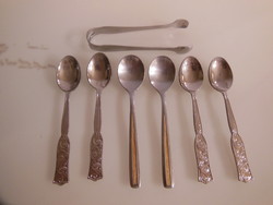 Cutlery - 7 pcs - 6 pcs - coffee spoon - 2 pcs - gold-plated - 12 x 2.5 cm + sugar tongs - perfect