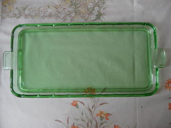 Art deco green glass tray