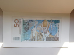 Lengyelország 50 zlotyi II János Pál Pápa emlékbankjegy 2006 UNC dísztokban  Ritka!