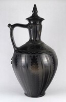 Marked 1O831 large Nadudvar potter István black earthenware jug 47 cm 1971