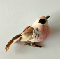 Old, beautiful, lifelike handcrafted small bird, pinchable decoration, Christmas tree ornament