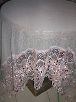 Gyönyörű vintage rózsaszín széles csipkés panoráma függöny