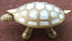 Copper turtle jewelry holder with shell inlay