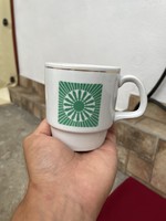 Alföldi porcelain retro mug with green pattern, nostalgia heirloom grandmother