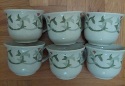 Porcelain cups with a green motif, 6 in one (even with free delivery)