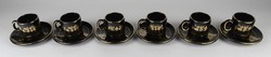 1O838 gilded Greek porcelain coffee cup set 6 pieces