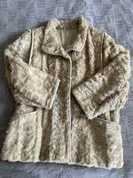 Mink fur coat - combined with leather, in a youthful beige color