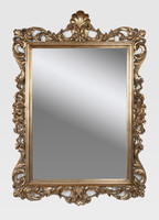 Gilded framed mirror with ornamental decor