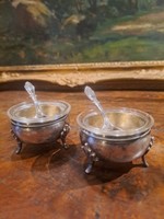 Pair of Pest silver spice holders + 2 spice spoons