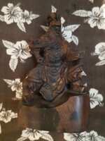Wooden statue depicting an antique Eastern warlord/ruler