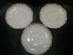 Zsolnay porcelain tea saucer with rich gilding, 3 pcs