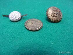 2 postal buttons and 1 copper telephone coin (tantus)