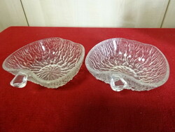 Apple-shaped glass bowl, two pieces. Its diameter is 13.5 cm. Jokai.
