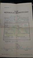 Elementary folk school certificate 1933 Budapest