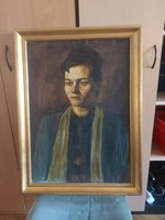 Munkácsy-díjas!!! Szabó Lajos (1927-95): Női alak, festmény, olaj, vászon, 50x70 cm+ rendes keret