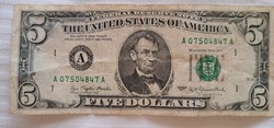 Öt dollár 1977 ritka zöld  pecsétes.
