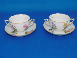Herendi fleurs des bermudes pattern soup cup + base pair