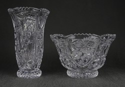 1O792 Hibátlan csiszolt üveg kristály váza pár