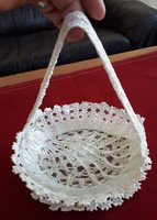 Special molded glass serving bowl in a lace basket