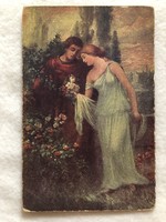 Antik, régi romantikus képeslap - Postatiszta                       -7.