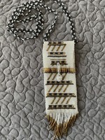 A neck phone case made with pearl weaving, a glasses holder, a small trinket