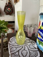 Retro rare shape yellow vase cracked beautiful veil glass veil Carcagi berek bath glass