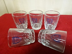 Five brandy glasses, mtk vm inscription, height 6.3 cm. Jokai.