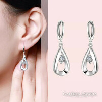 Cubic zirconia stone earrings silver-colored dangling, very beautiful jewelry, with a stable hook.