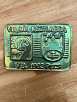 Zsolnay eosin glazed plaque - women's handball WC. 1982 Pécs