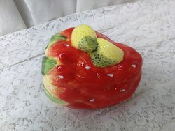 Very, very cute, special strawberry ceramic container