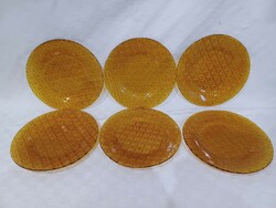 Small amber glass plates 6 pcs