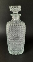 Vintage Czech cast glass whiskey bottle with stopper, adolf matura, libochovice glass factory