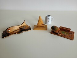 Retro old 4 Balaton souvenirs Siófok Keszthely souvenir wooden sailing ship mid century souvenir