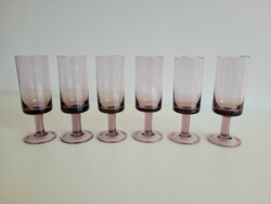 Retro 6 db lila talpas üvegpohár mid century üveg pohár készlet