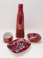 Hölóház luster glaze table set, vase, bowl, bonbonnier, holder, 4 pcs in one (jh)