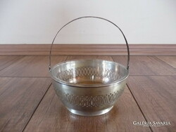 Antique silver offering with glass insert