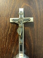 Nickel-plated metal / desktop corpus crucifix.