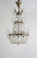 French crystal chandelier in art deco style (3 tiers, 6 lights)