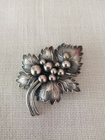 Old applied art silver-plated copper leaf brooch / pin - also for Mother's Day!!