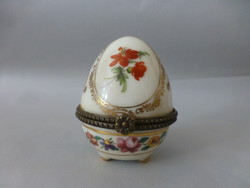 Antique xix. Century Limoges porcelain egg, bonbonier