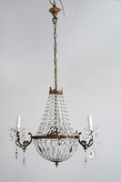 Ampoule-shaped crystal chandelier with 3 arms (4 burners)